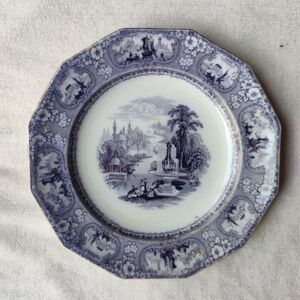 Antique Medina By JF & Co. Ironstone Octagonal Plate 8" Transferware Purple Gray